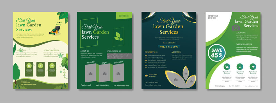 lawn care flyer design template. landscaping and gardening lawn care service flyer, poster, leaflet design lawn care garden or landscaping services Tree and gardening service poster leaflet ...