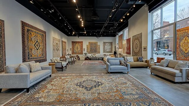 Modern rug gallery with comfortable seating