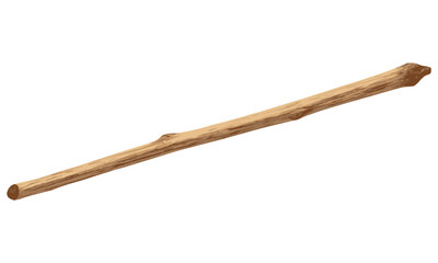 Isolated wooden stick on white, vector illustration, wood texture, rustic charm, organic materials, natural element, nature inspired, simple design, minimalist decor.