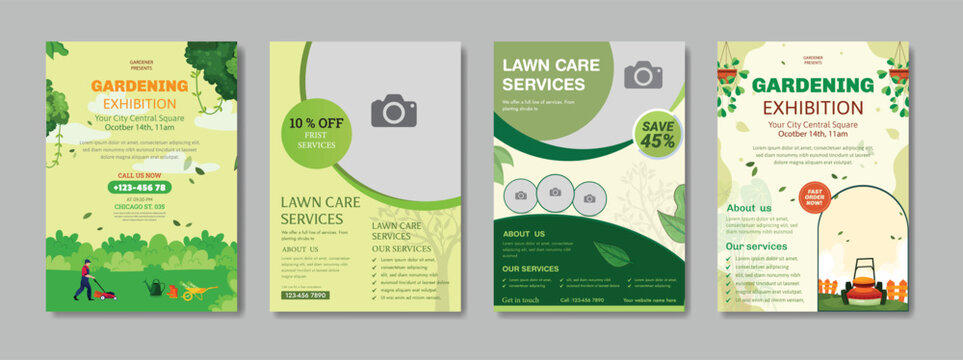 Lawn Mower & Landscaping Garden Service Flyer Template: Professional, Eye-Catching Brochure Design for Your Lawn Care Business