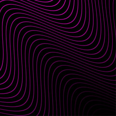 Abstract background with lines and waves. Banner. Element for design isolated on black. Vector background for brochure, booklet, flyer, poster. Pink and black gradient. Purple, dark, night