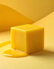 Yellow Cube with Dripping Liquid