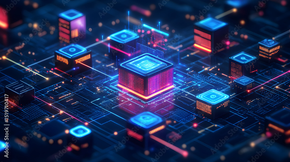 Poster vector background showing digital transformation and big data technology, featuring cyber networks a