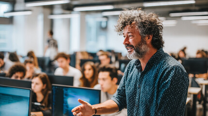 Teacher Leading Diverse Student Group in a Modern Classroom Setting Using Technology for Enhanced Learning and Professional Engagement