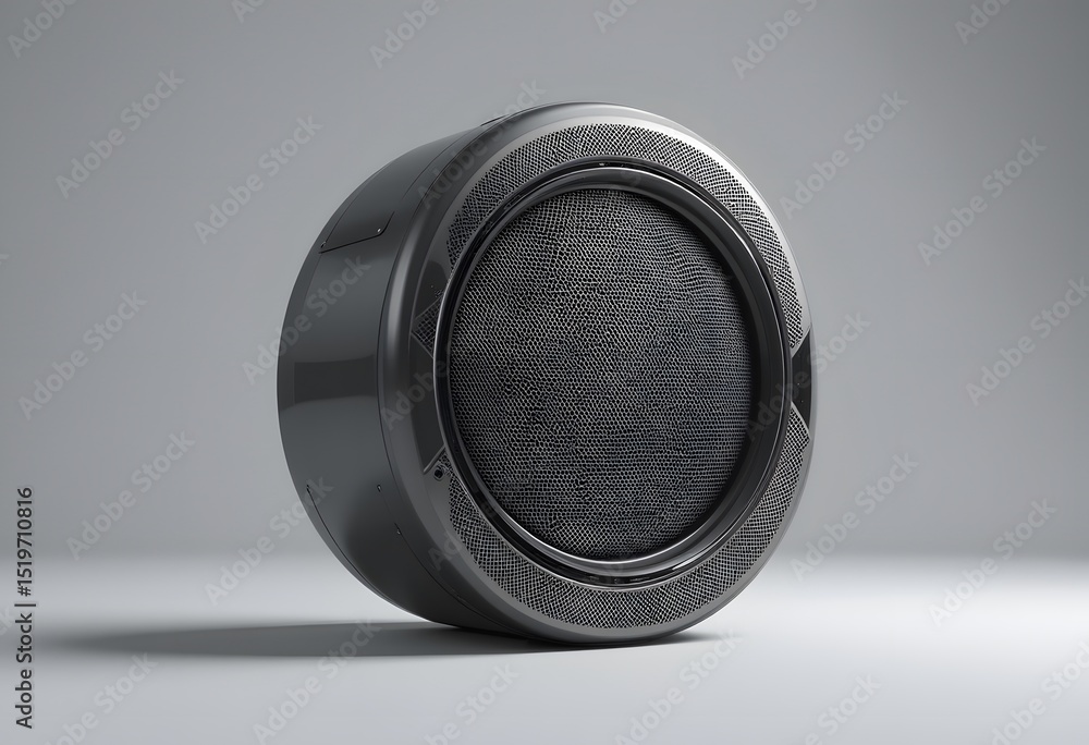 Aufkleber Modern Speaker Design Showcase, A Sleek Glossy Rendering. Clean Audio Equipment Concept. Sophisticated Sound Technology. Elegant Audio Device, Minimalist Style.