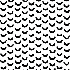 Fish scale seamless pattern in black and white. Vector seamless abstract background with Irregular hand drawn semicircle lines. To use, drag into swatches panel.