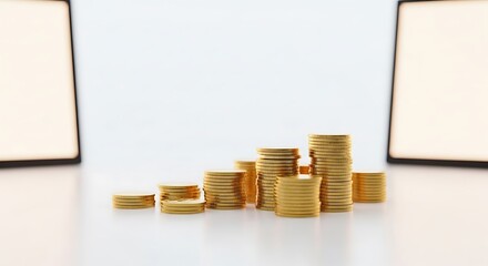 Gold Coin Stacks Showing Growth and Financial Success Concept
