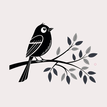 Cute bird silhouette vector icon
