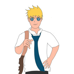 An illustration of a smiling businessman posing