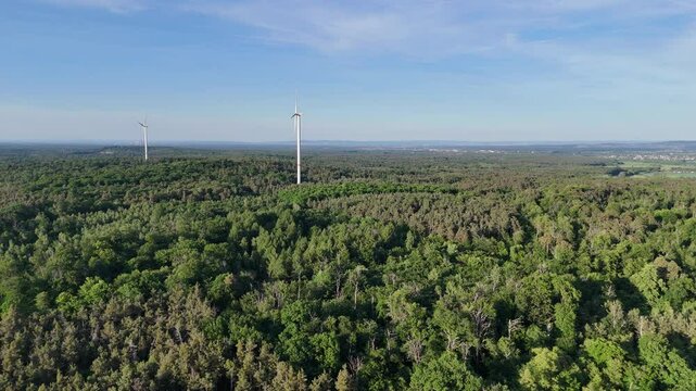 Wald mit Windkraftanlagen