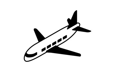 Vehicle icons, simple and cute isometric black and white line drawing icons of airplanes