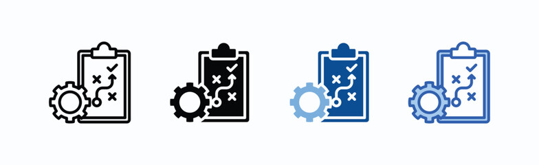 Planning Icon Sheet Multiple Style Collection Isolated Vector