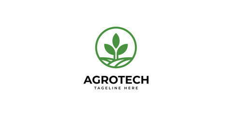 Agro tech logo design, Leaf logo design template