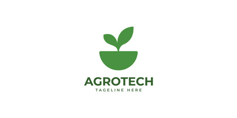 Simple Agro tech logo design, Leaf logo design, Nature logo design template