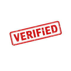 Verified red grunge rubber stamp isolated on transparent background, png image 