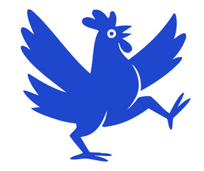 Rooster Chicken illustration, colorful minimalist style, mid-century modern, childlike shapes, whimsical character design, no outlines, solid colors, stylized proportions