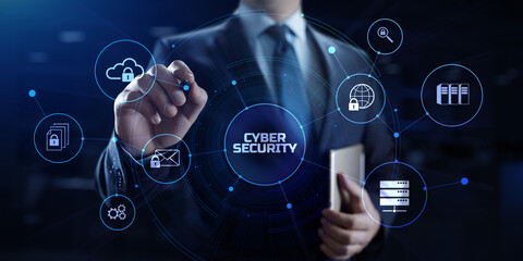 Cyber security access control data protection personal information privacy concept. Businessman...