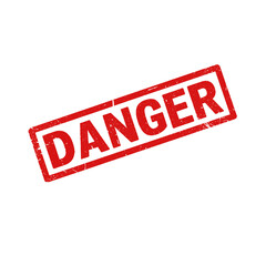 Danger red grunge rubber stamp isolated on transparent background, png image 