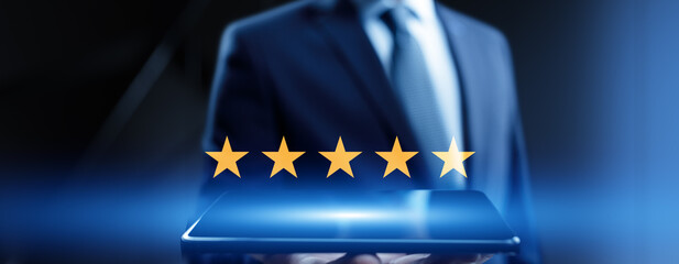 Customer Satisfaction and Quality Rating with Five-Star Service and Business Excellence.