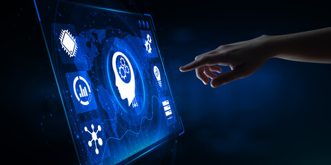 Machine learning AI Artificial intelligence neural network technology concept.
