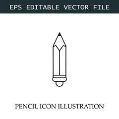 Pencil Icon Black and White Vector Design Image Illustration
