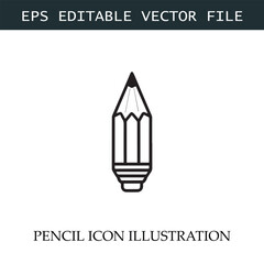 Pencil Icon Black and White Vector Design Image Illustration
