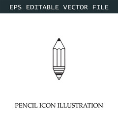 Pencil Icon Black and White Vector Design Image Illustration
