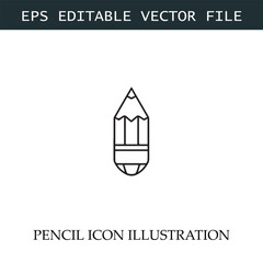 Pencil Icon Black and White Vector Design Image Illustration
