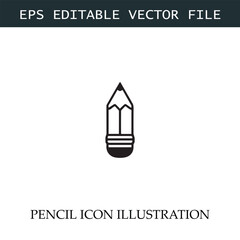 Pencil Icon Black and White Vector Design Image Illustration
