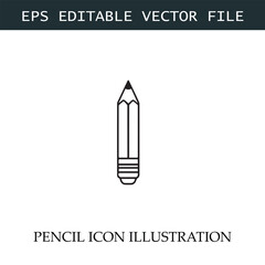 Pencil Icon Black and White Vector Design Image Illustration
