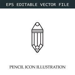 Pencil Icon Black and White Vector Design Image Illustration
