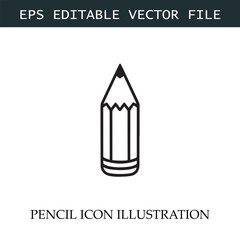 Pencil Icon Black and White Vector Design Image Illustration
