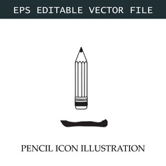 Pencil Icon Black and White Vector Design Image Illustration
