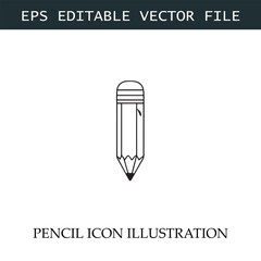 Pencil Icon Black and White Vector Design Image Illustration
