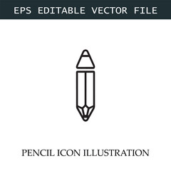 Pencil Icon Black and White Vector Design Image Illustration
