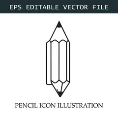 Pencil Icon Black and White Vector Design Image Illustration

