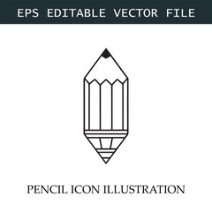 Pencil Icon Black and White Vector Design Image Illustration
