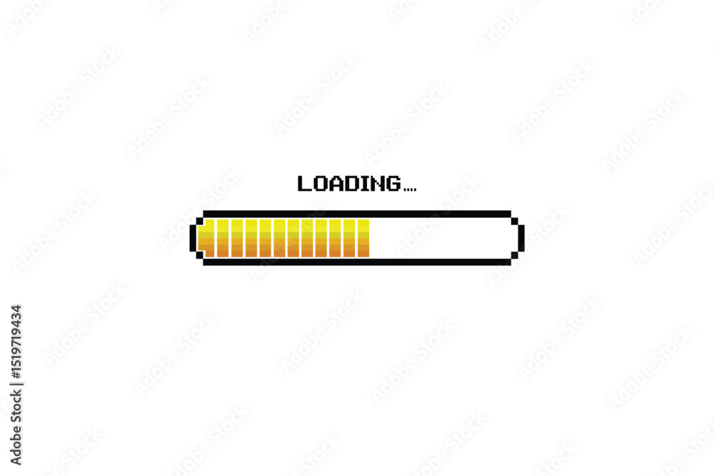 Poster loading bar. pixel art. 8 bit. retro game. for game assets in vector illustrations. on white backgro