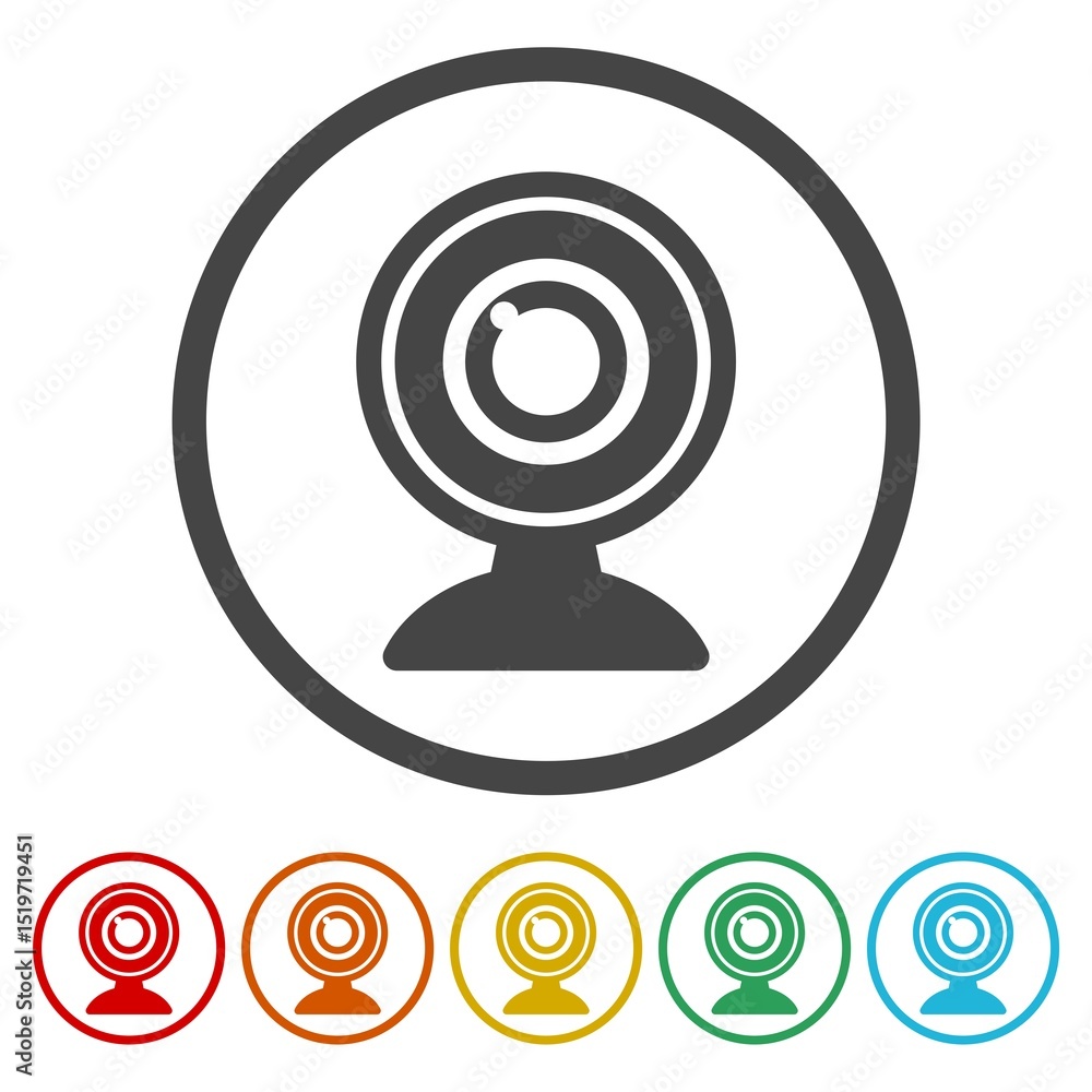Poster web cam icon. set icons in color circle buttons