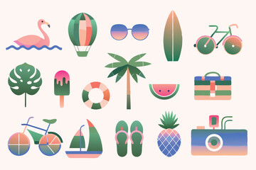 Flat Icons of Summer Vacation Activities