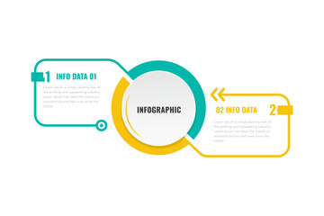 Infographic Design Two Data Points, Circular, Yellow, Teal