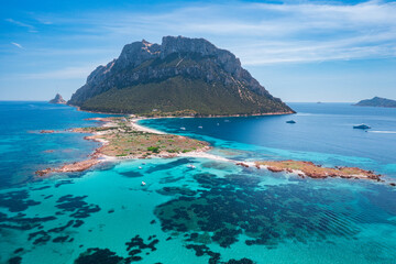 Naklejka premium Aerial view to Tavolara island, Olbia, Sardinia, Italy, Europe