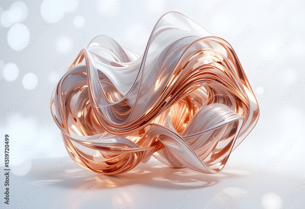 Fototapete Abstract Design, A Modern Geometric Form With Organic Lines In Translucent Plastic. Smooth Texture Enhanced By Soft Lighting Creates An Ethereal Effect. Perfect For Backgrounds.