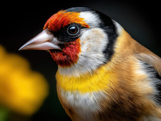 Close up portrait of an European goldfinch