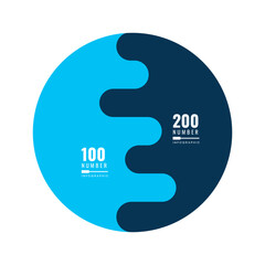 Circular Infographic Design Blue, Dark Blue, 100, 200 Number