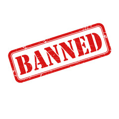 Banned red grunge rubber stamp isolated on transparent background, png image 