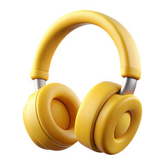 3D Render of Yellow Over-Ear Wireless Headphones Isolated on Transparent Background"

