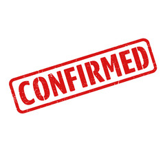 Confirmed red grunge rubber stamp isolated on transparent background, png image 