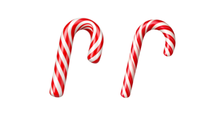 Sweet Holiday Treat Two Festive Red and White Candy Canes On transparent Background