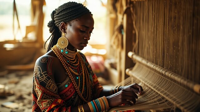 Fulani Weaver, Golden Jewelry, African Culture